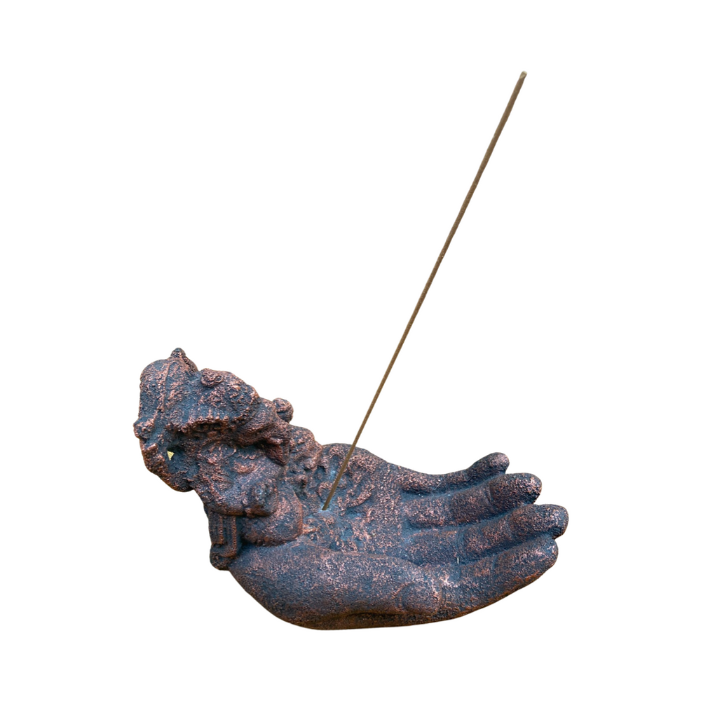 
                  
                    Load image into Gallery viewer, large valcanoe stone hand ganesha incense holder
                  
                