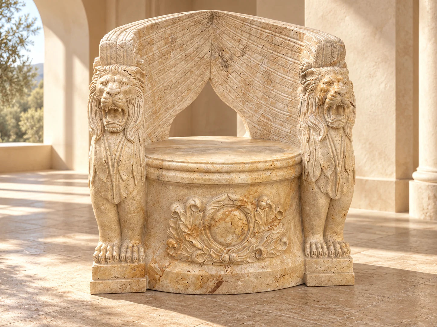 LUXURY CARVED MARBLE CHAIR